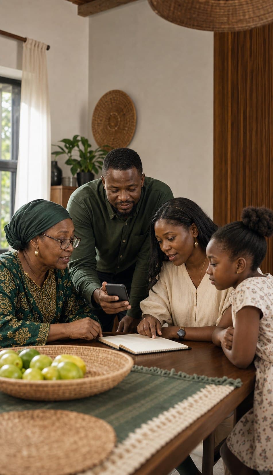 Campaign artwork for family circles, showing people planning a savings goal together