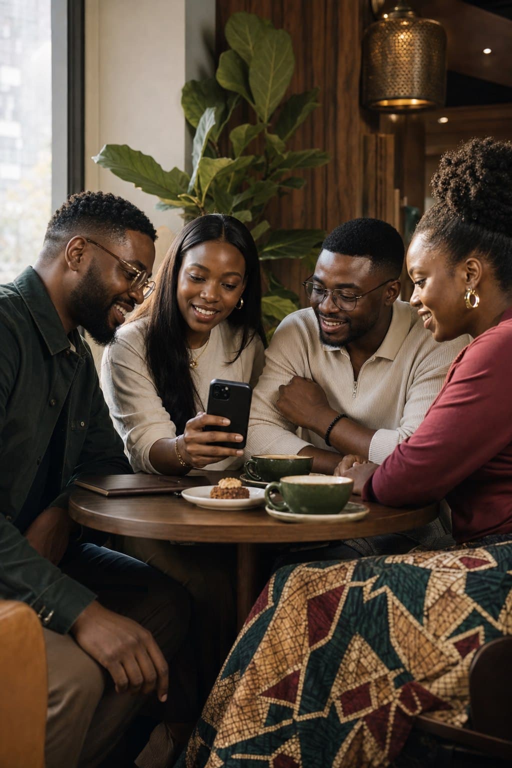 Campaign artwork for friends circles, showing people planning a savings goal together